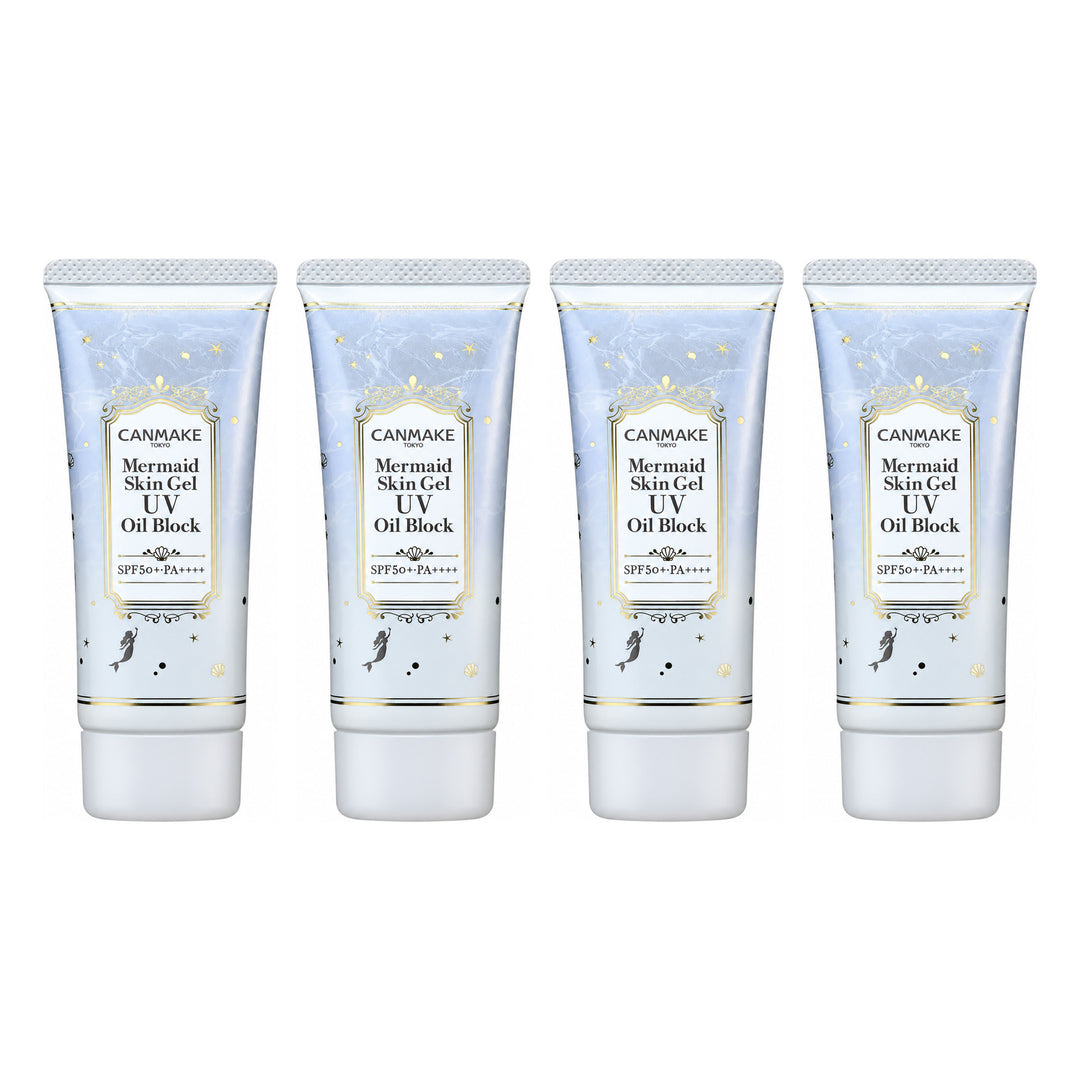 CANMAKE Mermaid Skin Gel UV Oil Block | 4 Packs | 40 g Each — 4 separate retail units shown on white background