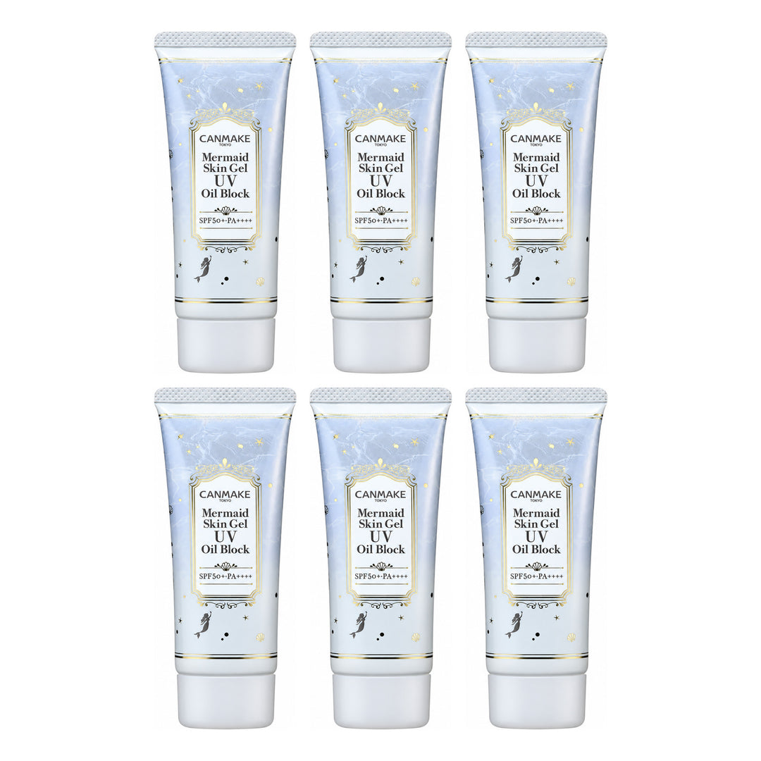 CANMAKE Mermaid Skin Gel UV Oil Block | 6 Packs | 40 g Each — 6 separate retail units shown on white background