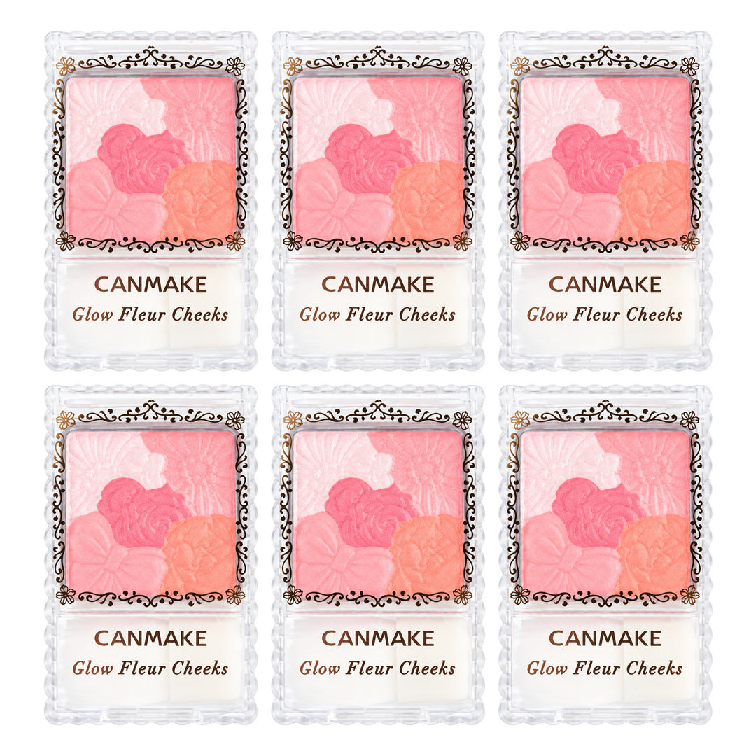 CANMAKE Glow Fleur Cheeks | 6 Packs — 6 separate retail units shown on white background