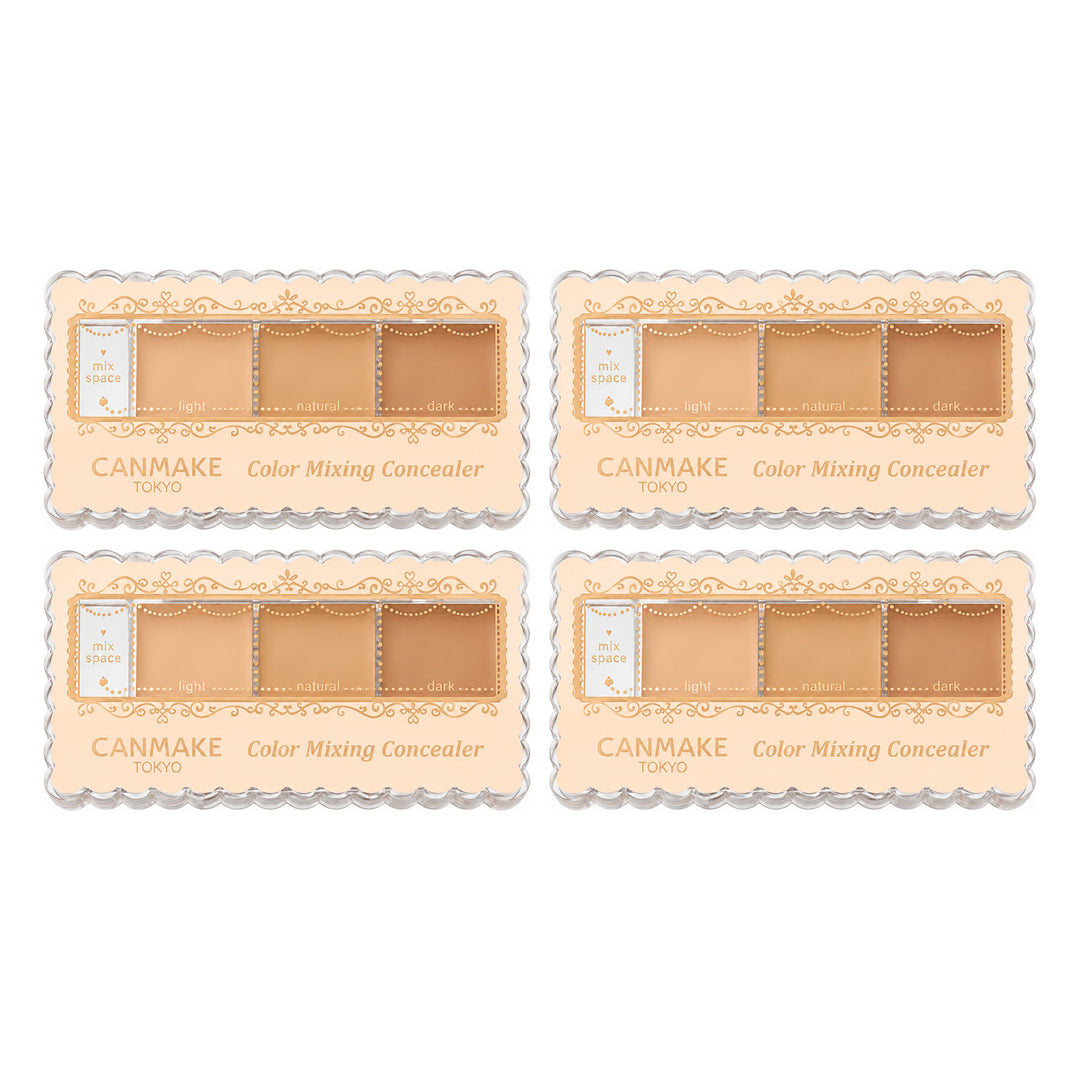 CANMAKE Color Mixing Concealer | 4 Packs | 4.5 g Each — 4 separate retail units shown on white background