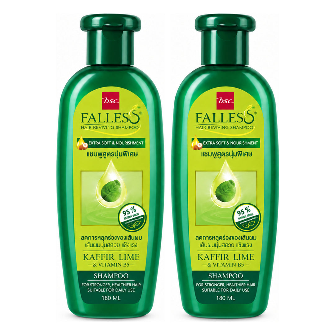 BSC FALLES Hair Reviving Shampoo Extra Soft & Nourishment | 2 Bottles | 180 ml Each — 2 separate retail units shown on white background