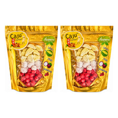 Caju Freeze-Dried Fruit Mix – Durian, Mangosteen & Strawberry | 2 Pouchs | 150 g Each — 2 separate retail units shown on white background