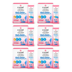 CHAMÉ Krystal Collagen 150,000 mg — 5.06 g × 30 Sachets | 6 Packs — 6 separate retail units shown on white background
