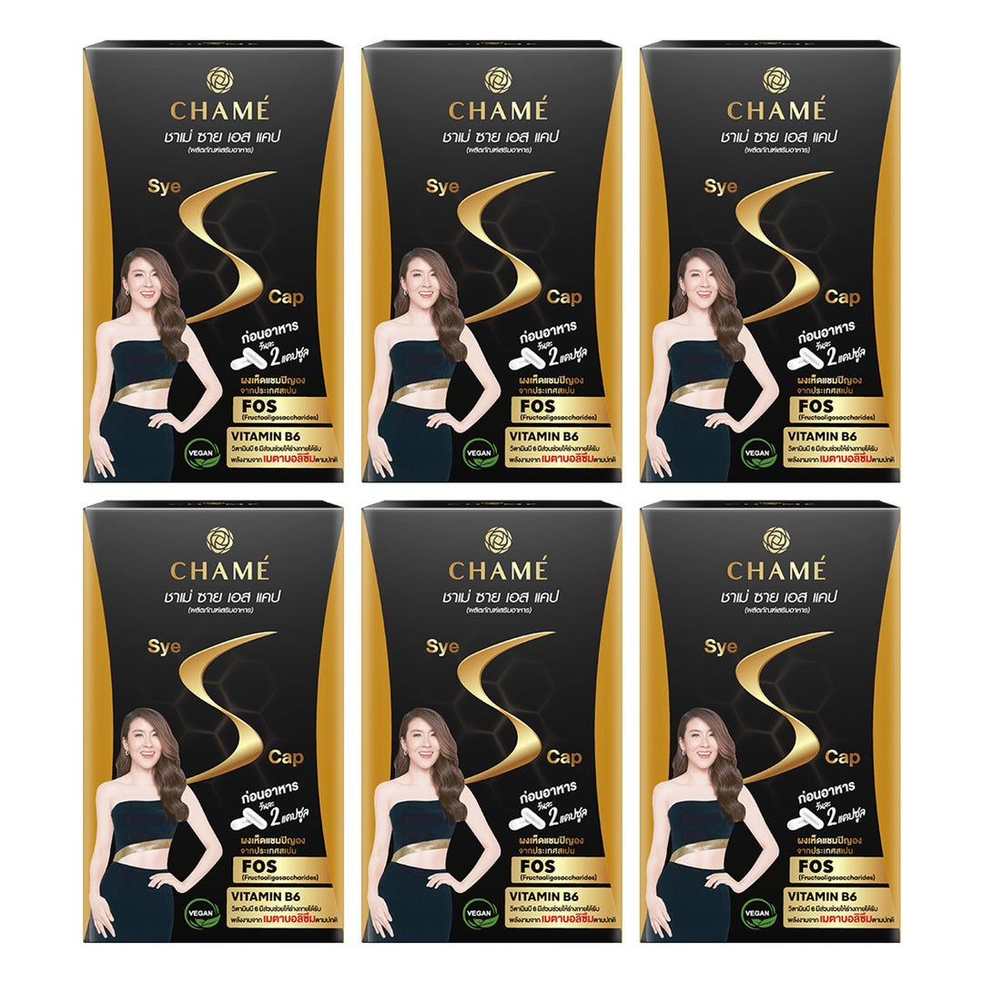 CHAMÉ Sye S Cap — 1 box of 12 Capsules | 6 Packs — 6 separate retail units shown on white background