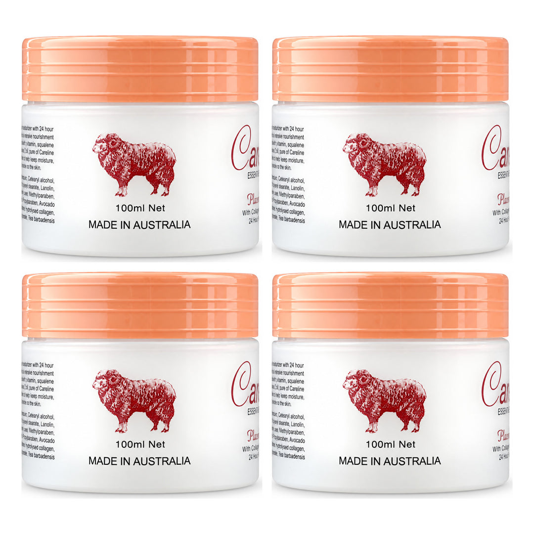 Careline Placenta Cream with Collagen & Vitamin E 100ml | 4 Packs — 4 separate retail units shown on white background
