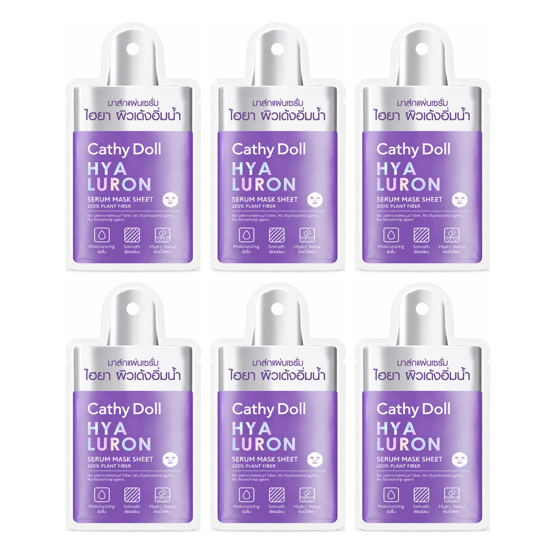 Cathy Doll Hyaluron Serum Mask Sheet 20g | 6 Packs — 6 separate retail units shown on white background