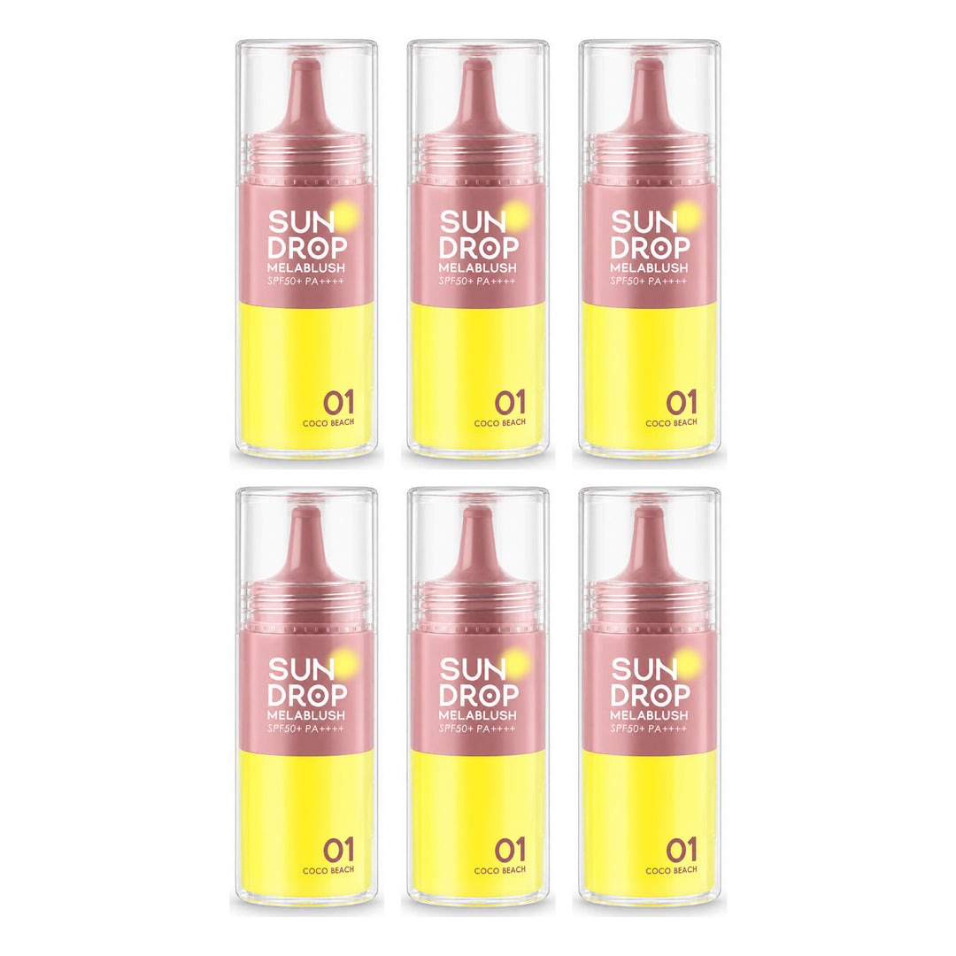 Cathy Doll Sundrop Melablush SPF50+ PA++++ 6g | 6 Packs — 6 separate retail units shown on white background