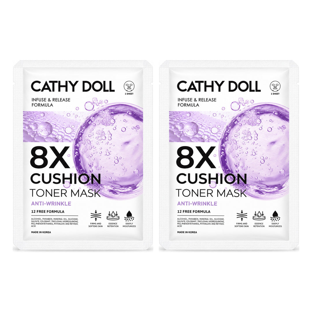 Cathy Doll 8X Cushion Toner Mask Anti-Wrinkle 25g | 2 Packs — 2 separate retail units shown on white background
