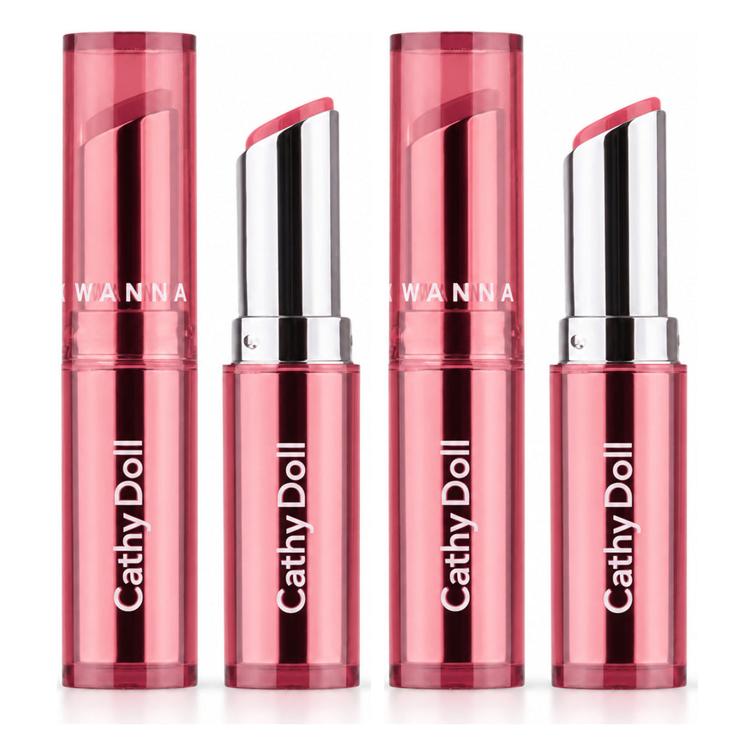 Cathy Doll Wanna Shine Lipstick 3g | 2 Packs — 2 separate retail units shown on white background