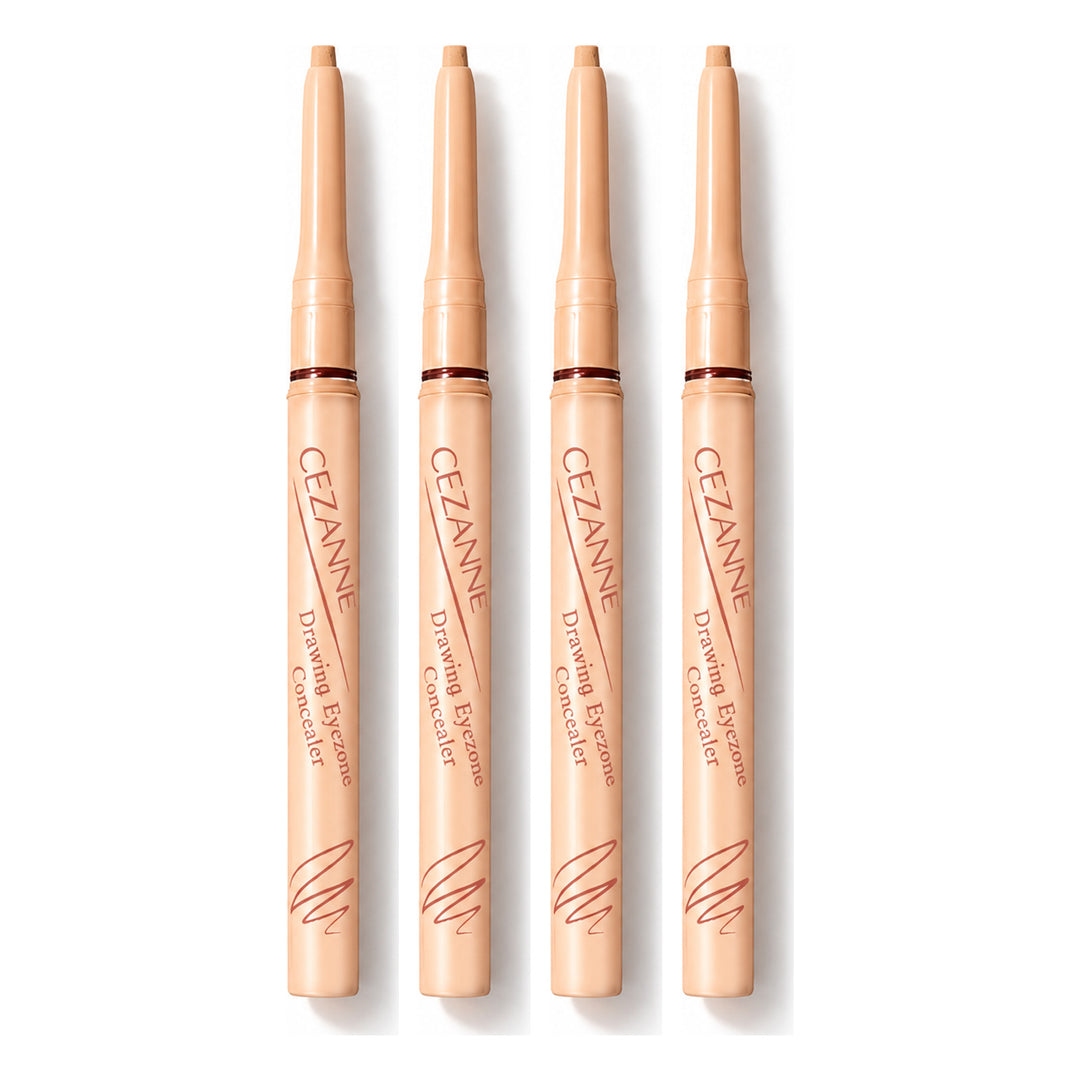 CEZANNE Drawing Eyezone Concealer | 4 Packs — 4 separate retail units shown on white background