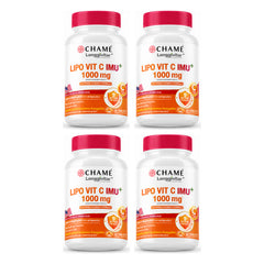 CHAMÉ Longgivitar Lipo Vit C Imu+ — 30 Tablets | 4 Packs — 4 separate retail units shown on white background