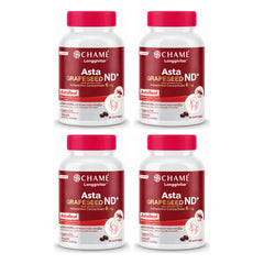 CHAMÉ Longgivitar Asta Grapeseed ND+ — 30 Softgels | 4 Packs — 4 separate retail units shown on white background
