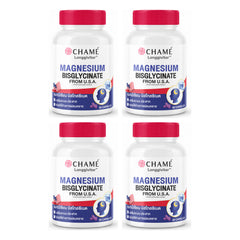 CHAMÉ Longgivitar Magnesium Bisglycinate — 30 Capsules | 4 Packs — 4 separate retail units shown on white background