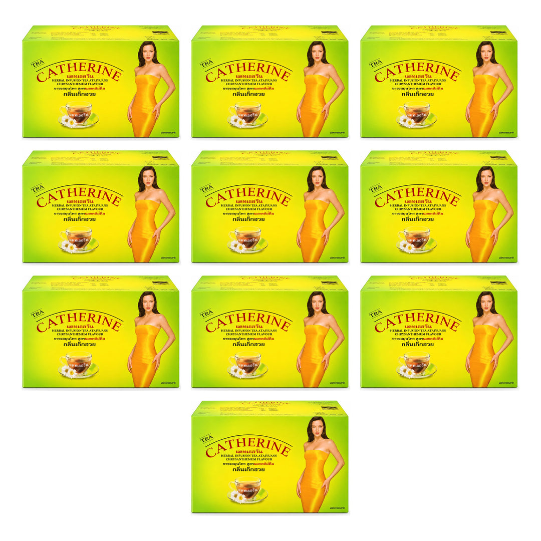 Catherine Chrysanthemum Herbal Infusion – 32 Tea Bags | 10 Packs — 10 separate retail units shown on white background