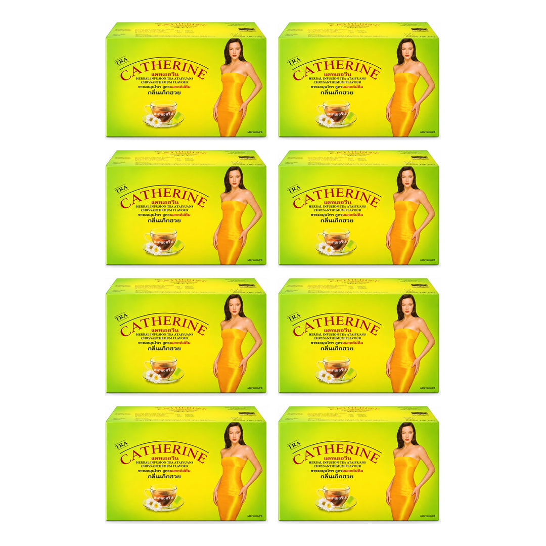 Catherine Chrysanthemum Herbal Infusion – 32 Tea Bags | 8 Packs — 8 separate retail units shown on white background