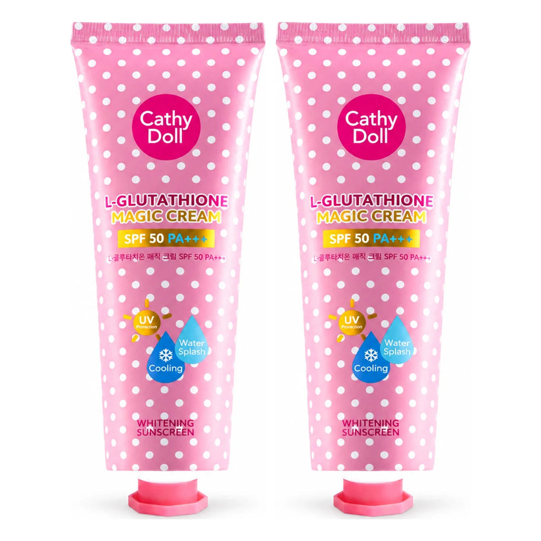 Cathy Doll L-Glutathione Magic Cream SPF 50 PA+++ – 60 ml or 138 ml | 2 Packs — 2 separate retail units shown on white background