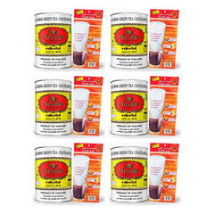 ChaTraMue Green Tea 220 g Tins with Filter | 6 Packs — 6 separate retail units shown on white background