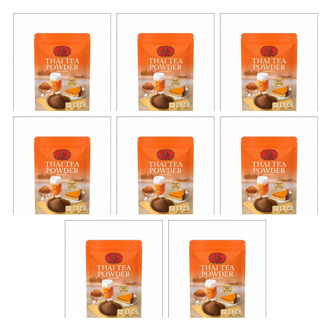 ChaTraMue Instant Thai Tea Powder 100 g | 8 Packs — 8 separate retail units shown on white background