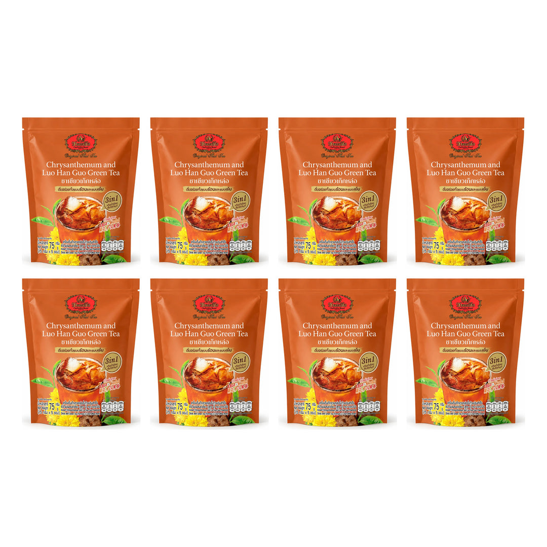 ChaTraMue Chrysanthemum & Luo Han Guo Green Tea 3-in-1 75 g | 8 Packs — 8 separate retail units shown on white background