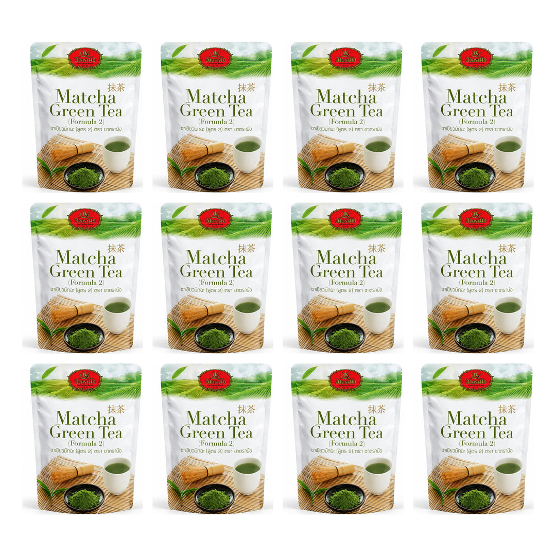 ChaTraMue Matcha Green Tea Formula 2 100 g | 12 Packs — 12 separate retail units shown on white background