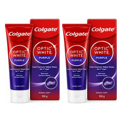 Colgate Optic White Purple Toothpaste 100 g | 2 Packs — 2 separate retail units shown on white background