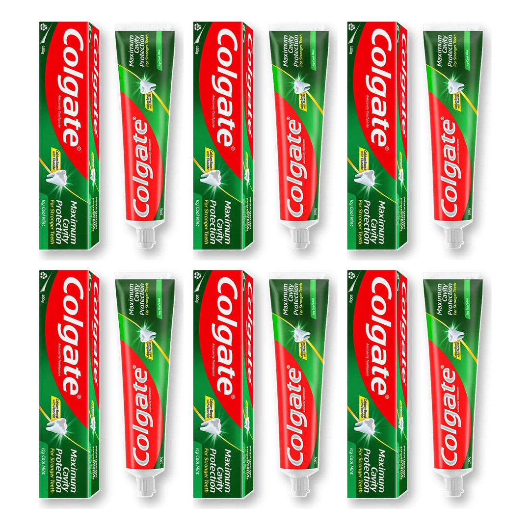Colgate Anticavity Fresh Cool Mint Toothpaste 100 g | 6 Packs — 6 separate retail units shown on white background