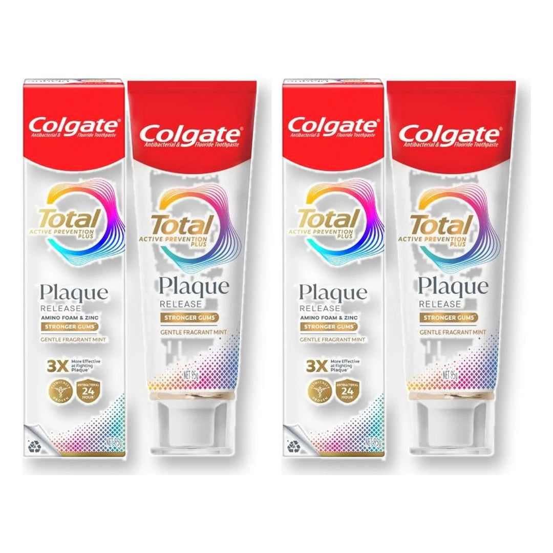 Colgate Total 12 Plaque Release Gentle Fragrant Mint Toothpaste 95 g | 2 Packs — 2 separate retail units shown on white background
