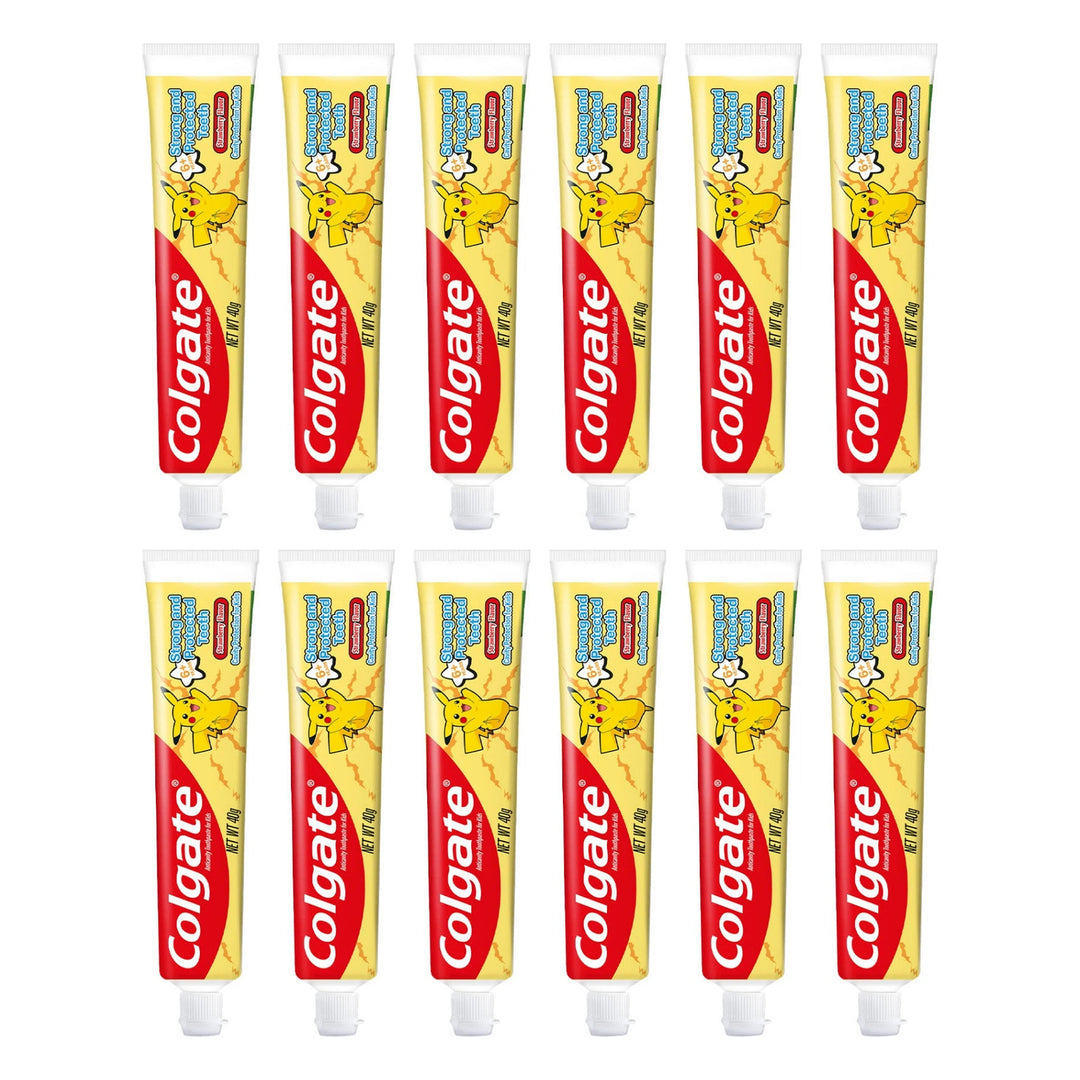 Colgate Kids Pokémon Strawberry Toothpaste 40 g | 12 Packs — 12 separate retail units shown on white background