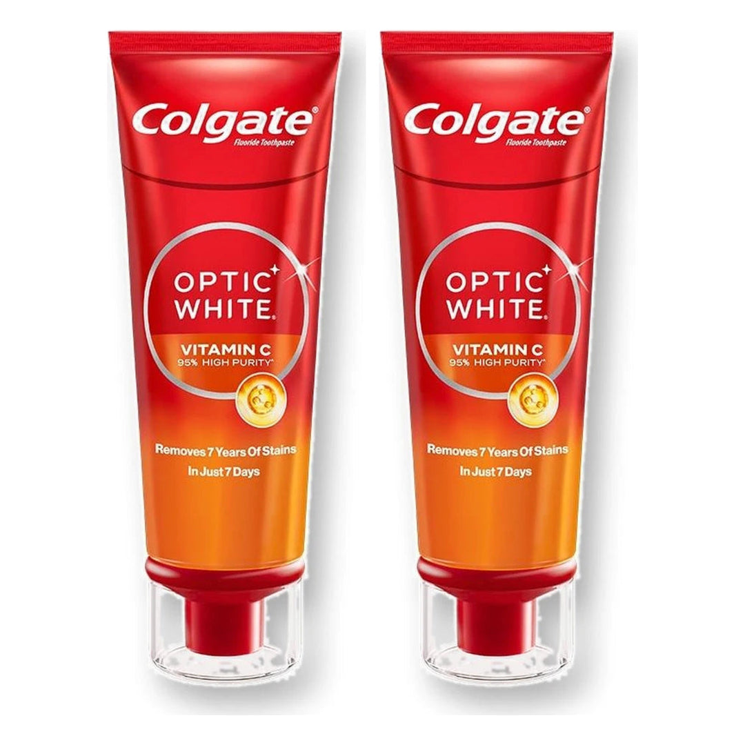 Colgate Optic White Vitamin C Toothpaste 80 g | 2 Packs — 2 separate retail units shown on white background