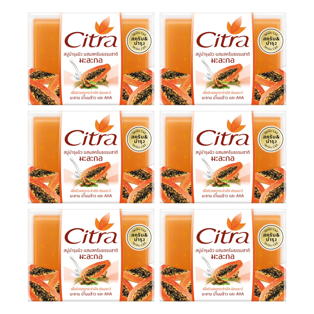 Citra Papaya Scrub Soap 110 g | 6 Packs — 6 separate retail units shown on white background
