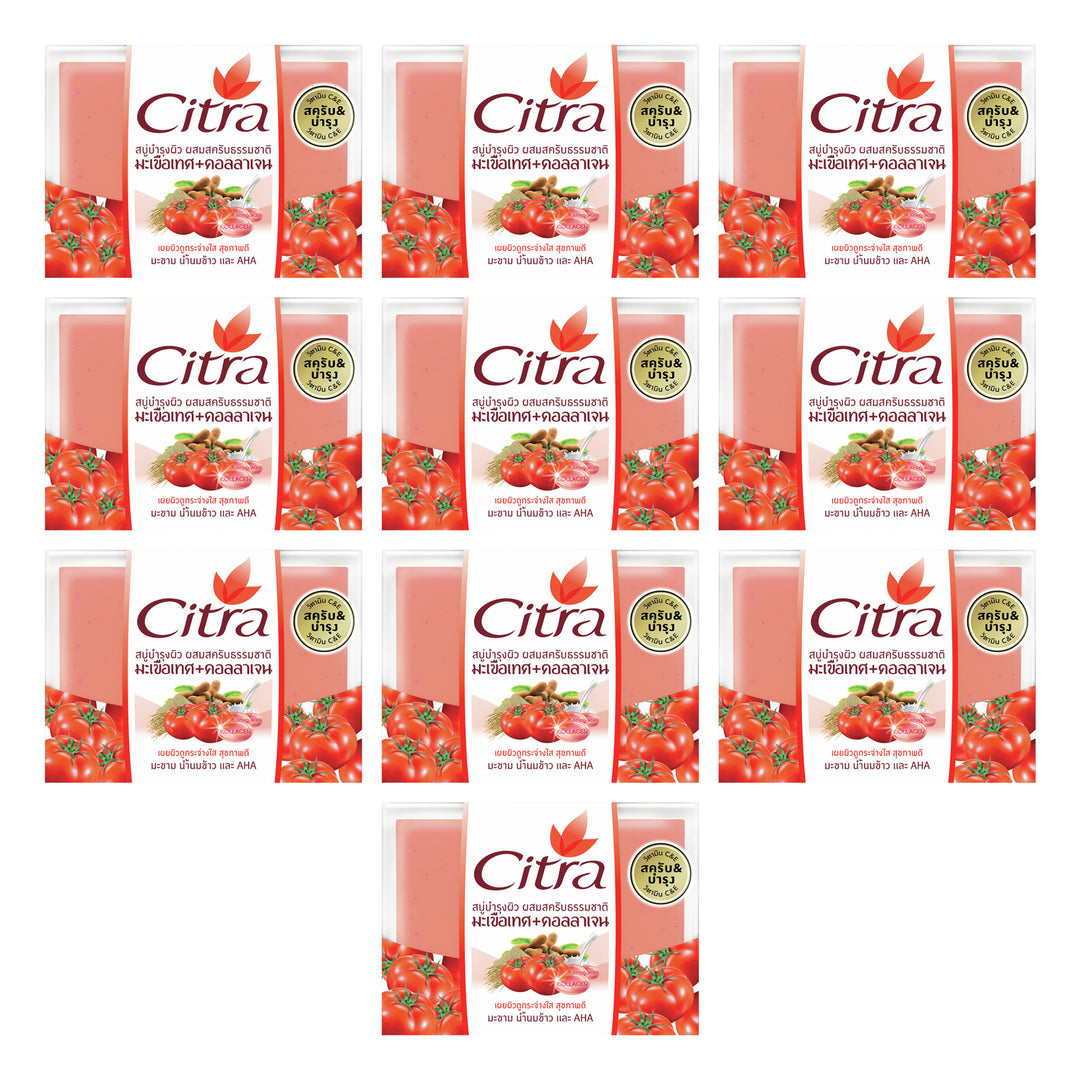 Citra Tomato & Collagen Scrub Soap 110 g | 10 Packs — 10 separate retail units shown on white background