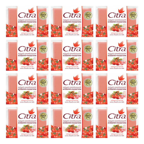 Citra Tomato & Collagen Scrub Soap 110 g | 12 Packs — 12 separate retail units shown on white background