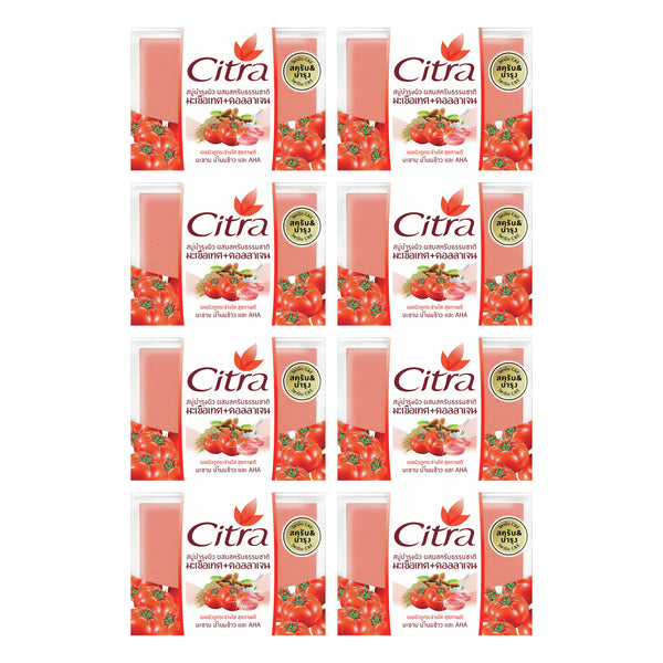 Citra Tomato & Collagen Scrub Soap 110 g | 8 Packs — 8 separate retail units shown on white background