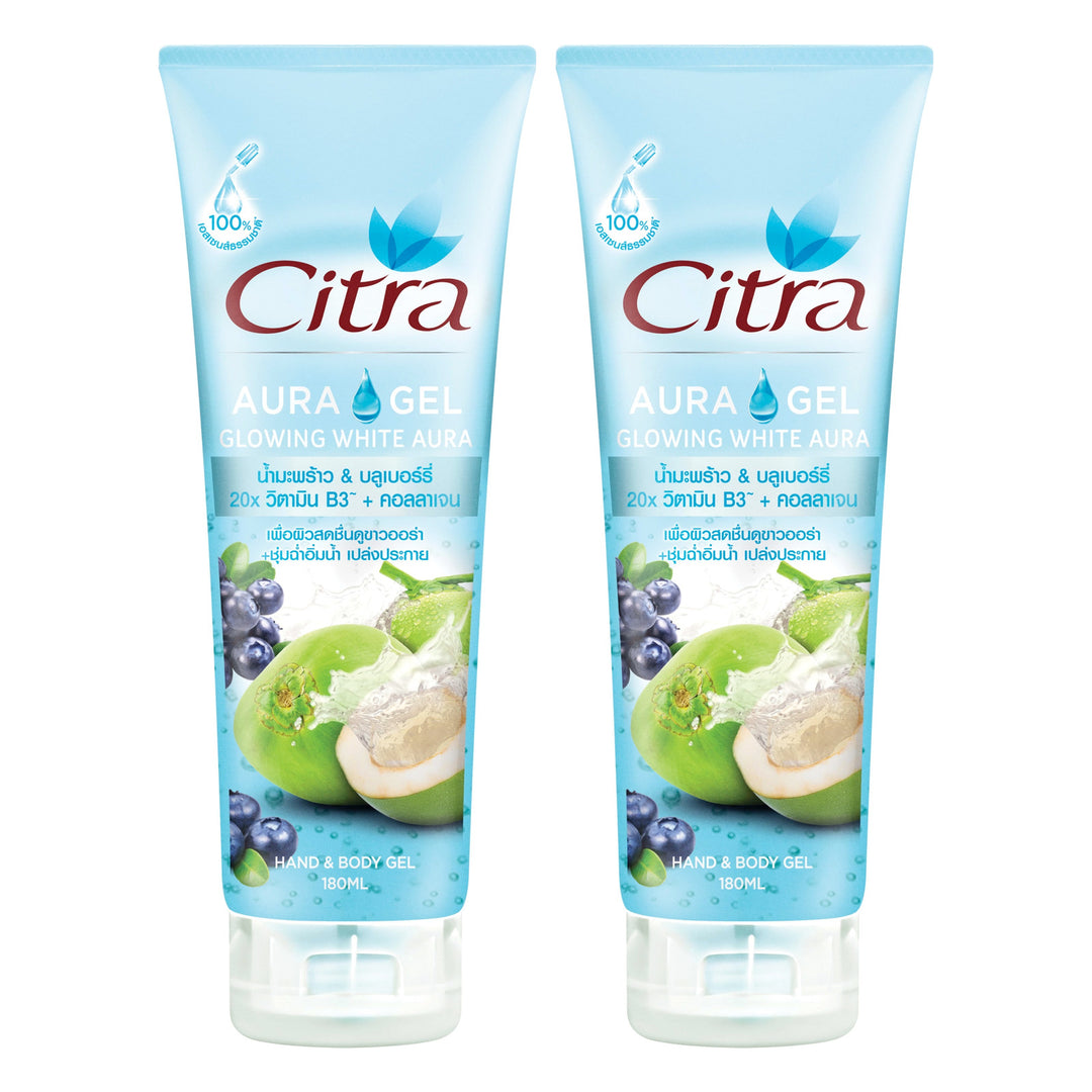 Citra Glowing White Aura Gel Coconut & Algae 180 ml | 2 Packs — 2 separate retail units shown on white background