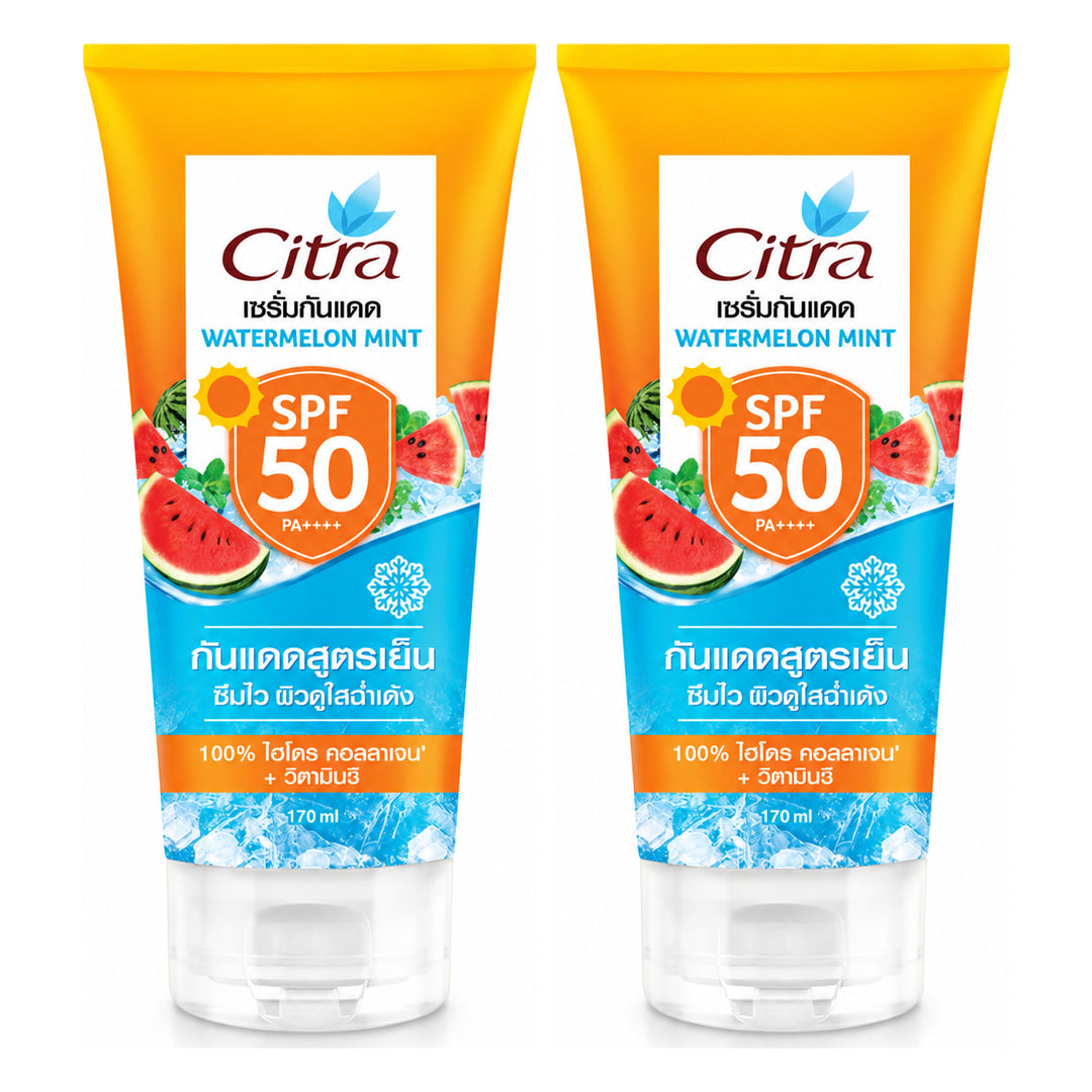 Citra Watermelon Mint Body Sun Serum SPF50 PA++++ 170 ml | 2 Packs — 2 separate retail units shown on white background