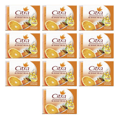 Citra Vitamin C & E Extra Brightening Scrub Soap 110 g | 10 Packs — 10 separate retail units shown on white background