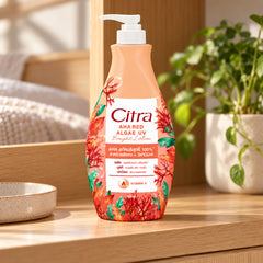 Citra AHA Red Algae UV Bright Lotion 500 ml — illustrative setting, decorative props excluded