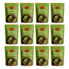 ChaTraMue Matcha Green Tea Powder Formula I 100 g | 12 Packs — 12 separate retail units shown on white background