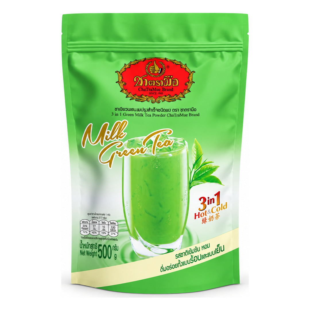 ChaTraMue 3-in-1 Instant Milk Green Tea Mix 500 g | 1 Pack — 1 separate retail unit shown on white background