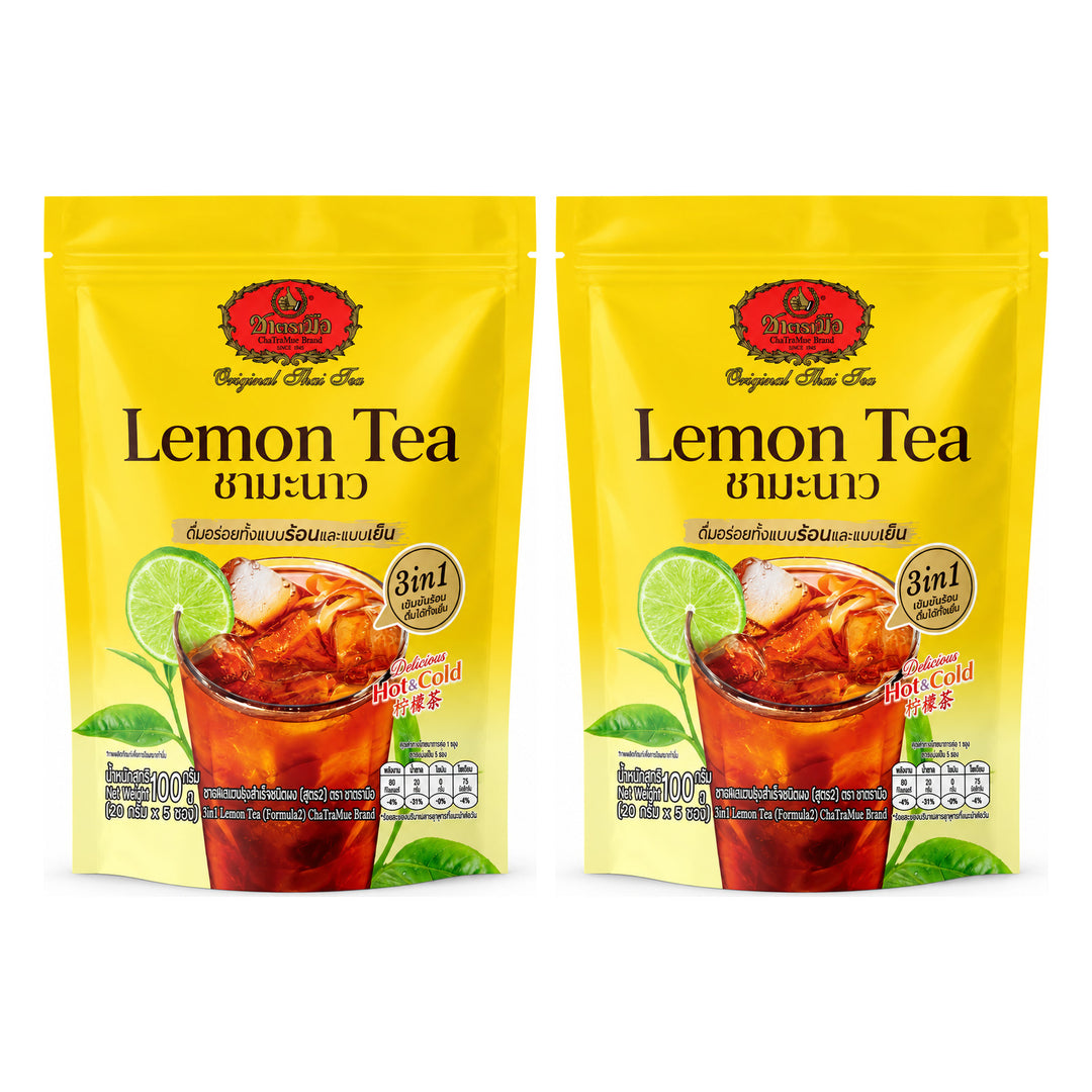 ChaTraMue 3-in-1 Instant Lemon Tea Formula 2 — 5 Sachets (100 g) | 2 Packs — 2 separate retail units shown on white background