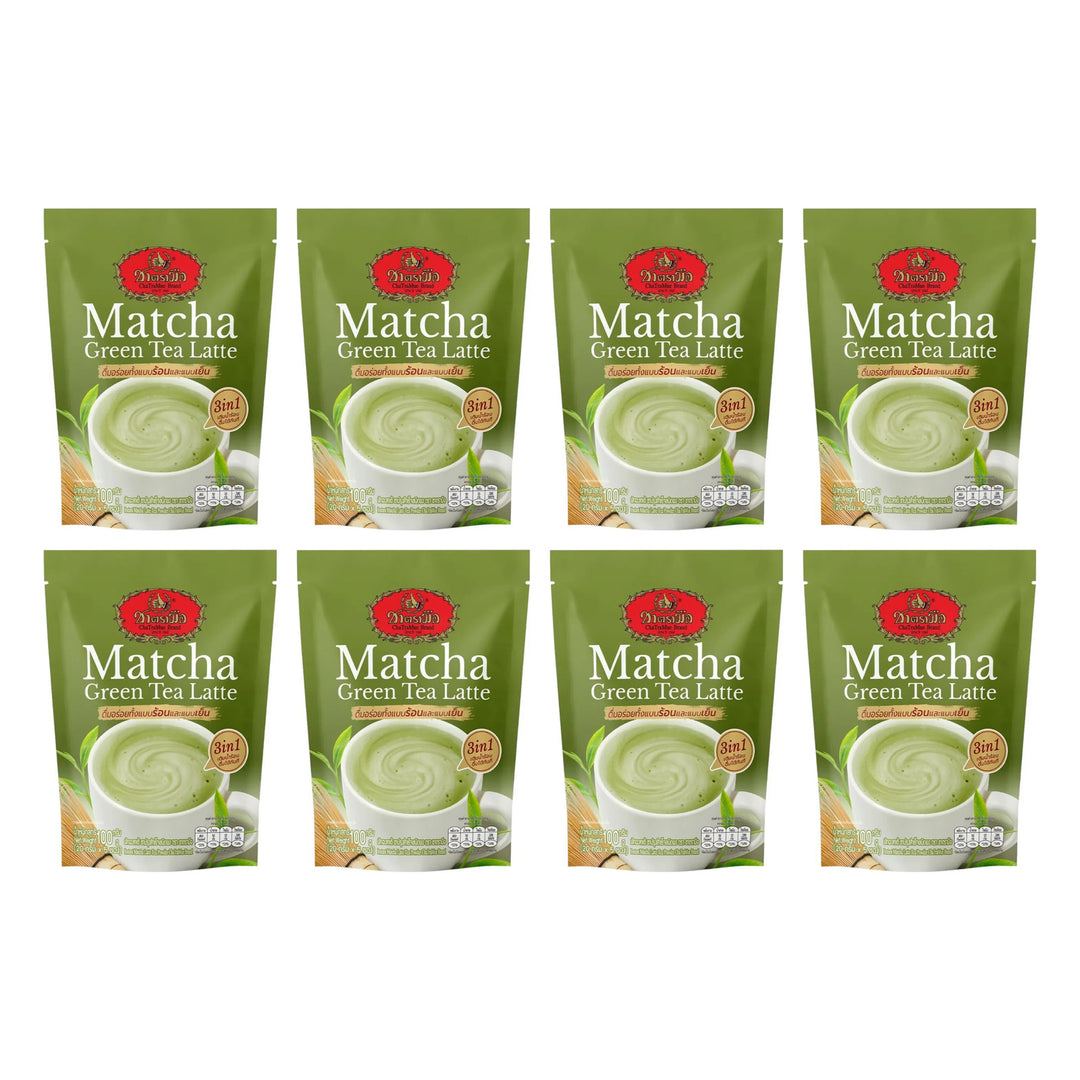 ChaTraMue 3-in-1 Instant Matcha Green Tea Latte — 5 Sachets (100 g) | 8 Packs — 8 separate retail units shown on white background