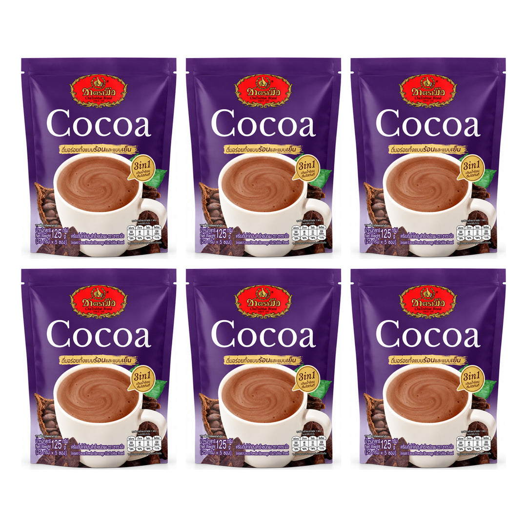 ChaTraMue 3-in-1 Instant Cocoa — 5 Sachets (125 g) | 6 Packs — 6 separate retail units shown on white background