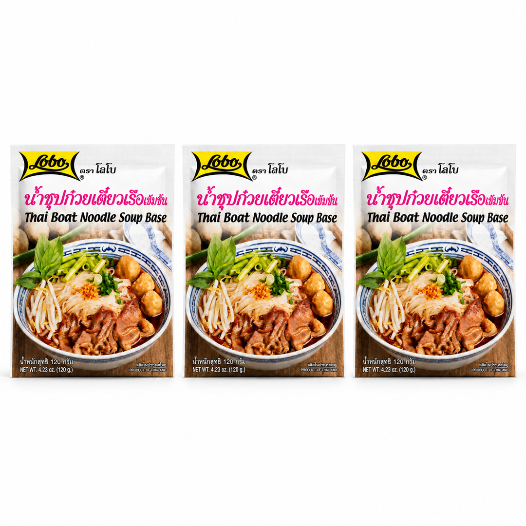 Lobo Thai Boat Noodle Soup Base 120g — Pack of 3 — exact sold quantity on white