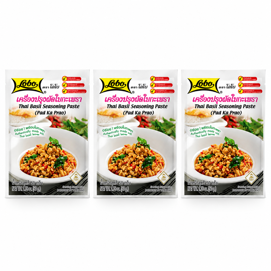 Lobo Thai Holy Basil Seasoning Paste 50g — Pack of 3 — exact sold quantity on white