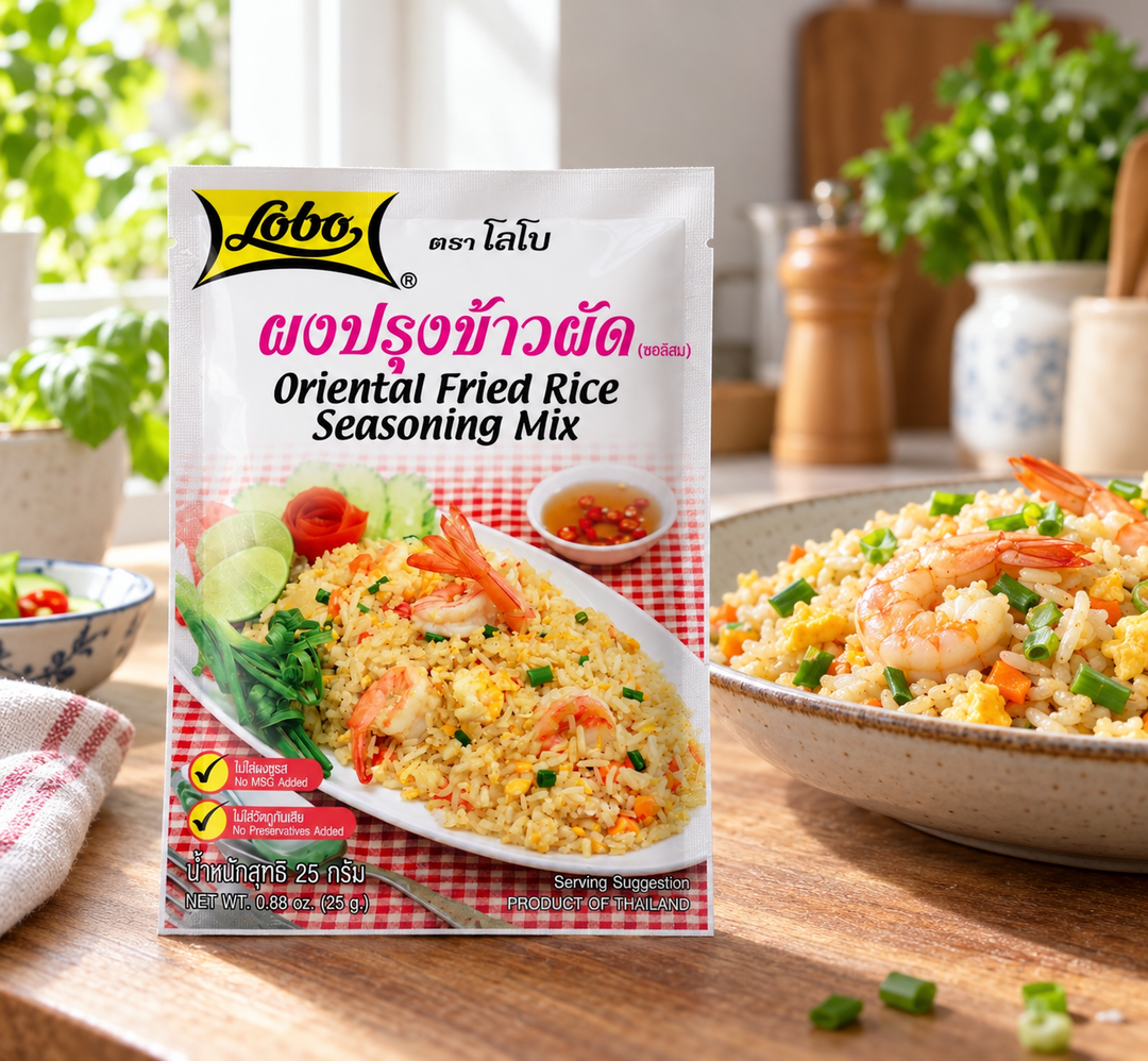 Lobo Oriental Fried Rice Seasoning Mix 25g — home kitchen serving suggestion
