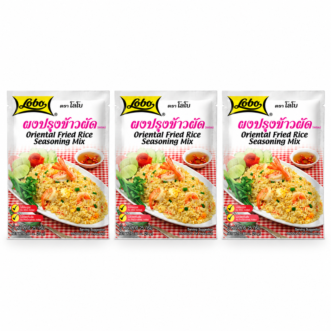 Lobo Oriental Fried Rice Seasoning Mix 25g — Pack of 3 — exact sold quantity on white