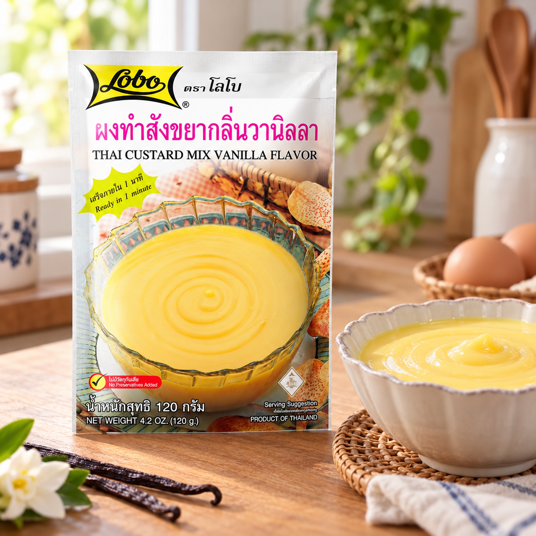 Lobo Thai Custard Mix Vanilla Flavour 120g — home kitchen serving suggestion