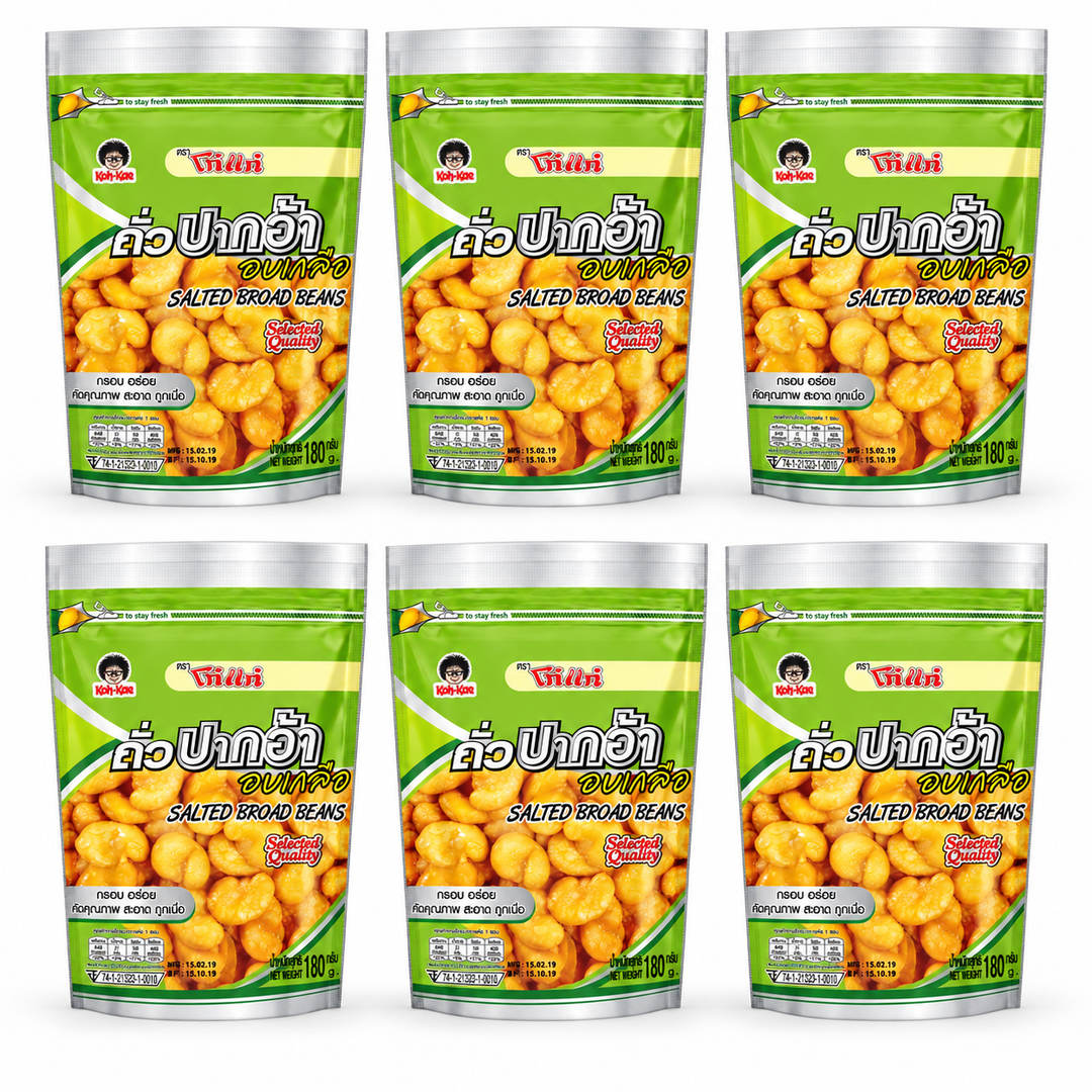 6 pouchs of 180 g on a white background