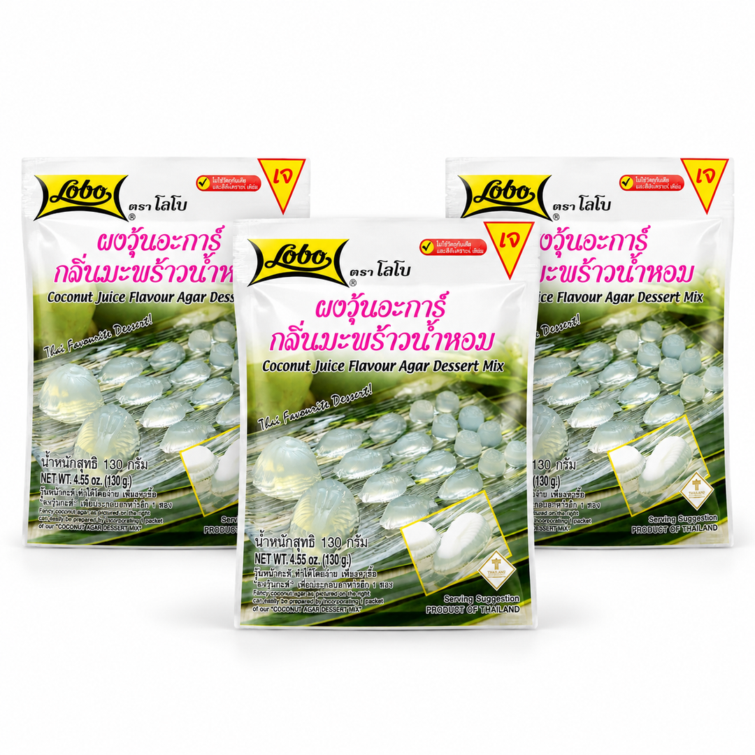 Lobo Coconut Juice Flavour Agar Dessert Mix 130g — Pack of 3 — exact sold quantity on white