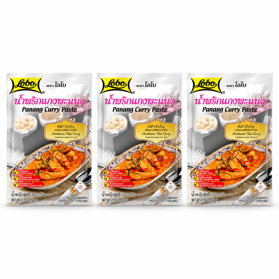 Lobo Panang Curry Paste 50g — Pack of 3 — exact sold quantity on white